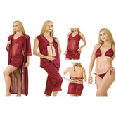 Bridal 6Pc Stylish Gown Nighty Set | Short Night Gown set